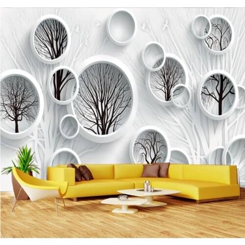XUESU Fashion black and white abstract tree 3D TV background wall custom wallpaper simple wall covering