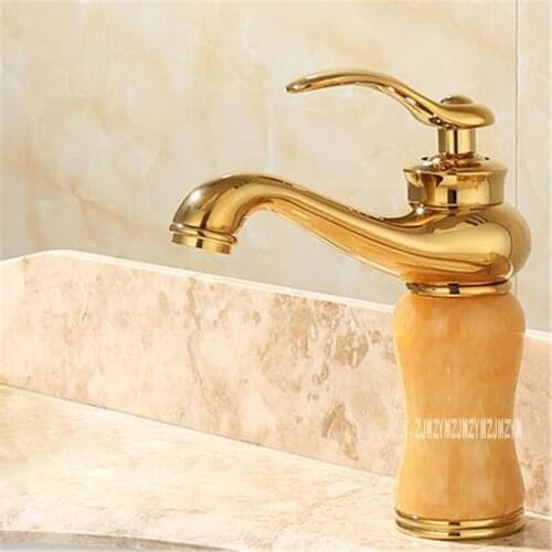 YS-10 European-style Washbasin Faucet Copper Natural Jade Stone Counter Basin Faucet Home Single Hole Hot And Cold Water Faucet