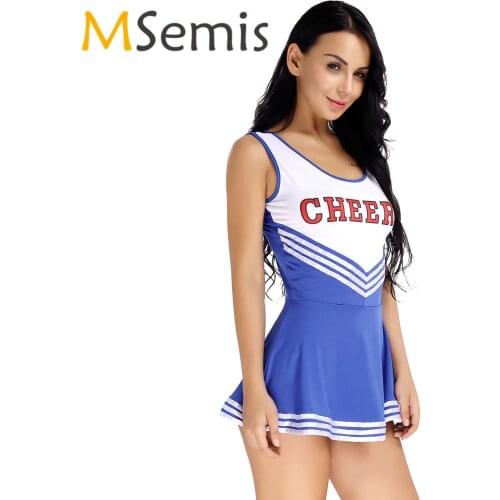 Womens Cheerleader Costume Uniform School Girls Musical Fancy Cheerleading Dress Team Sports Cheerleading Sports Uniform Dress