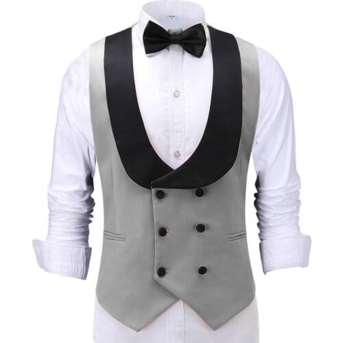 Mens Waistcoat Slim Fit Leisure Cotton Suit Male Gentleman Beckham Business Vest Male Black For Wedding Groomsmen (custom Size)