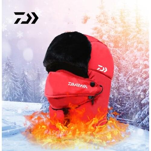 Daiwa Winter Warm Windproof Fishing Hat Men Outdoor Plus Velvet Lei Feng Cap Ski Trooper Trapper Cold Anti-snow Fishing Cap
