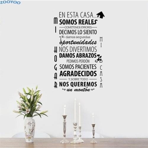ZOOYOO Spanish Sentence Wall Sticker Art Home Decor Living Room Wall Decals Bedroom Decoration Wall Stickers