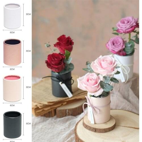 1PC Mini Hug Bucket Round Flower Box Lid Cardboard Gift Packaging Boxes Vase Replacement Bouquet Storage Holder