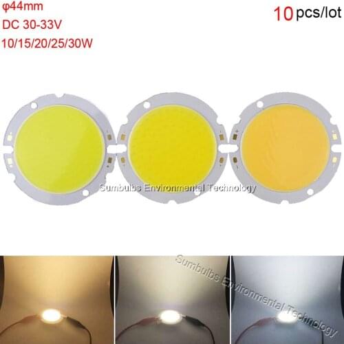 10pcs 44mm globe circular COB LED light source for spotlight ceiling lamp panel light 10W 15W 20W 25W 30W warm nature cold white