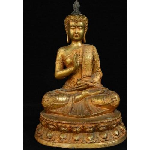 12" Old Tibet Buddhism Temple Bronze Thailand Ayutthaya Maitreya Buddha Statue