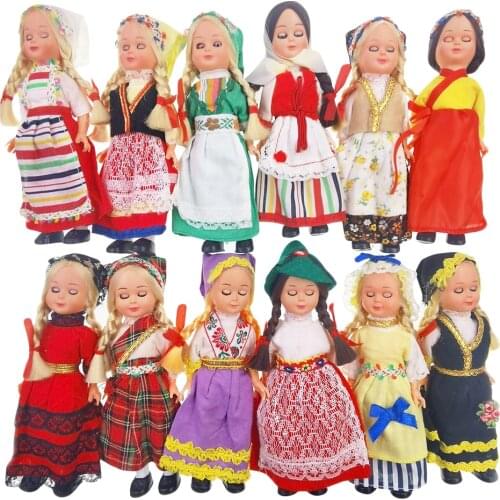 14cm Lovely Vintage National World Girl Doll Princess Mini Fashion Blink Wink Eyes Dolls Toy Gift