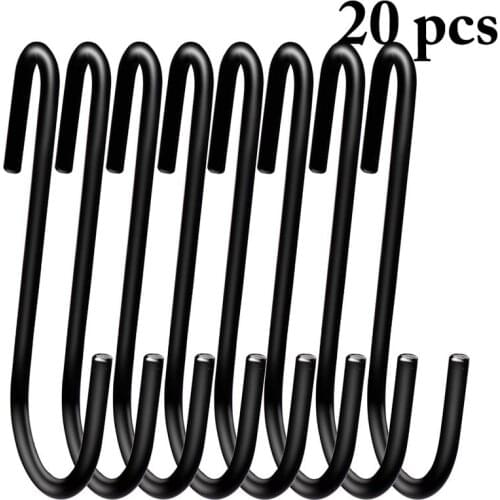 20PCS Hanging Hook Heavy Duty Steel S Shaped Hook Kitchen Hanger for Bathroom