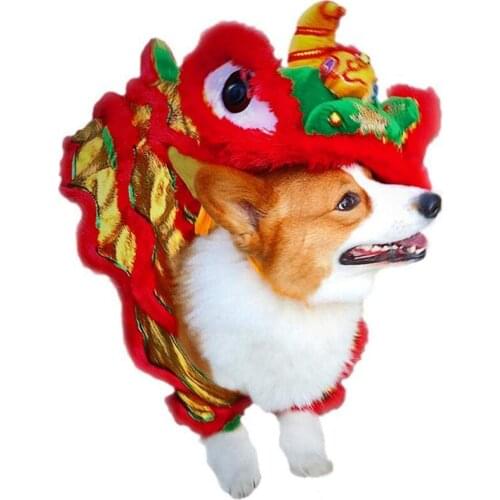 2021 Chinese Style New Year Pet Makeover Funny Clothes Dragon Dance Dog Festival Red Lucky Cosplay Costume