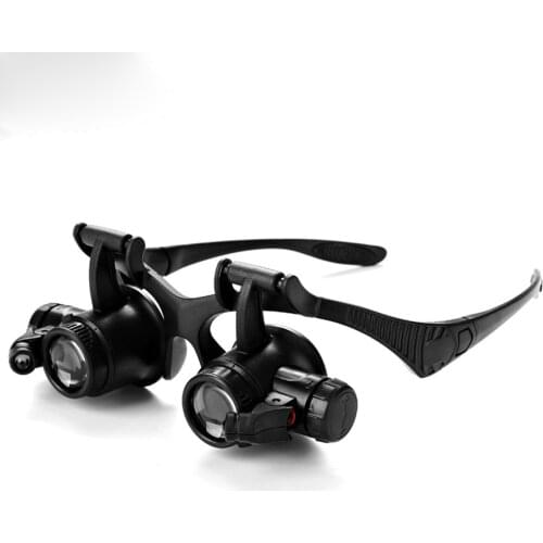 4 Sets of Lenses Head Wear Glasses Style With LED Light Jewelry Magnifying Glass Antique Watch Repair Glasses