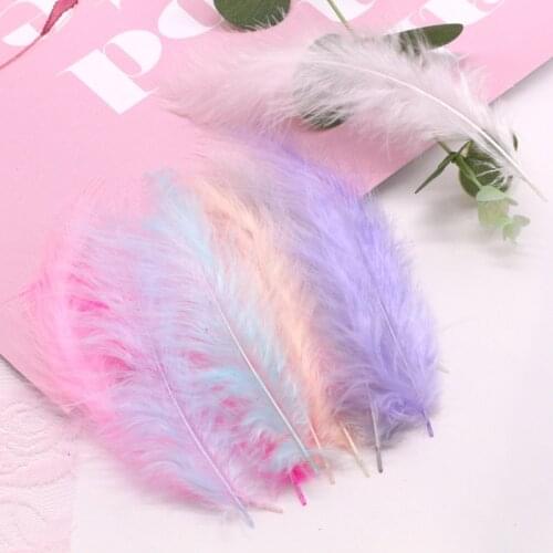 4-6 Inch 10-15CM Turkey Marabou Feathers White Pink Plume Fluffy Wedding Dress DIY Jewelry Decoration Accessories Feather 50pcs