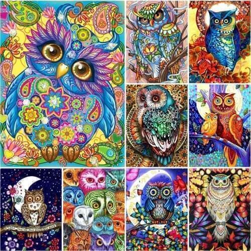 5D DIY Diamond Painting Owl Full Square Round Diamond Embroidery Animal Diamond Mosaic Full Drill Home Decorations
