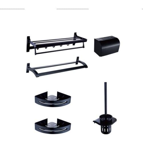 6 Colors Space aluminum Bathroom Accessories Hardware Set Paper Holder 60CM Towel Bar Toilet Brush Holders Shelves Bathroom