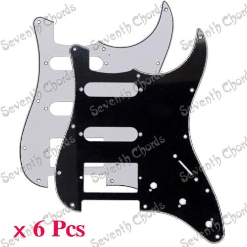6 Pcs 3 Ply 11 Holes SSH Guitar Pickguard Anti-Scratch Plate For ST FD Electric Guitar - White & Black for choose