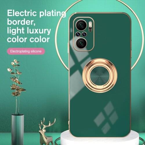 For Xiaomi Poco F3 Case Camera Shockproof Plating Cover Pocophone Pocco Poko Poxo Povo F 3 PocoF3 Car Magnetic Ring Stand Coque