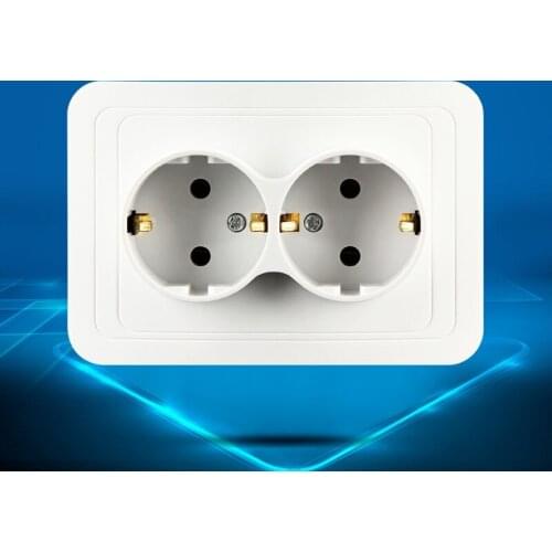 EU European Power Electrical Panel Wall Tabletop Desktop Internal 250V 16A Socket Outlet German Type F Schuko Plug Adaptor