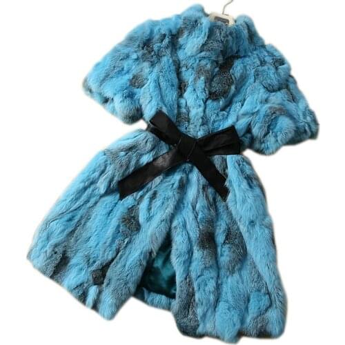 HARPPIHOP 2019 New Real Rabbit Fur Coat Fashion Women Rabbit Fur Jacket Nature Winter Warm Rabbit Fur Outwear