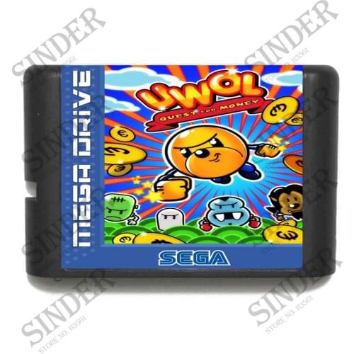 UWOL Quest For Money 16 bit MD Game Card For Sega Mega Drive For Genesis