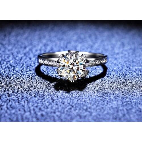 Inbeaut New Popular Pass Diamond Test 1 ct Excellent Cut D Color Moissanite Ring Women 925 Silver Classic 6 Claw Wedding Rings