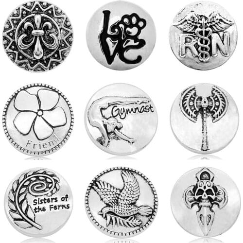 Beauty Round "R&N" Wings Love Friends birds pattern 18mm charm snap buttons fit DIY snap jewelry wholesale