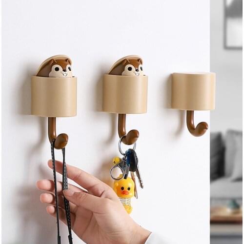 Clothes hook at the back of the door cute sticky hook creative squirrel hook wall hanging key hook at the entrance wall hooks