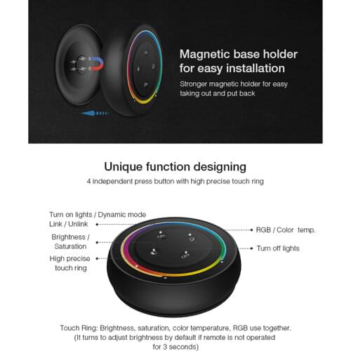Miboxer 2.4G Rainbow Remote RGB+CCT LED Controller Round White/Black/Gray dimmer Milight RGB+CCT LED Light Bulb Lamp switch