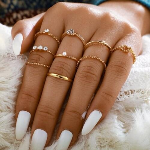Fashion all-match ins style set ring romantic love geometric simple set of gold set ring female jewelry gift