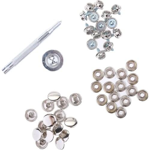 47Pcs Boat Cover Canvas Fastener Snap Button Screw Kit w/ Installation Tool