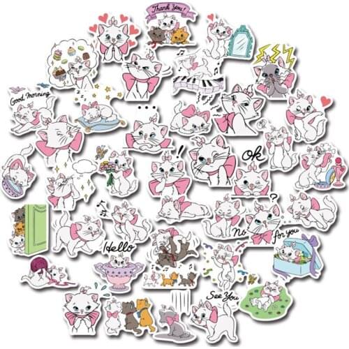 Disney Mary Cat Cute Animal Decoration Stickers Suitcase Notebook Cartoon Hand Account Stickers Waterproof Handmade Materials
