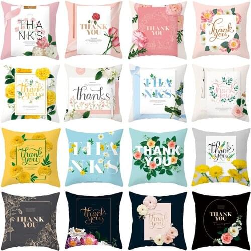 New Creative Letter Thanks/thank You Floral Cushion Covers Modern Nordic Sofa Couch Throw Pillows Decor Home Thanks Giving Day