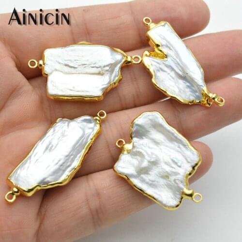 New Arrival irregular shape Natural Freshwater Pearl Gold Plating Connectors Fashion Jewelry Making Connection 10pcs/lot