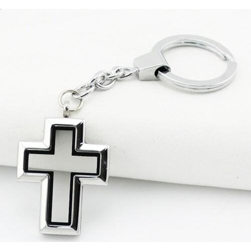 Silver Plated plain stainless steel cross magnetic floating locket pendant key chain and locket key chain present