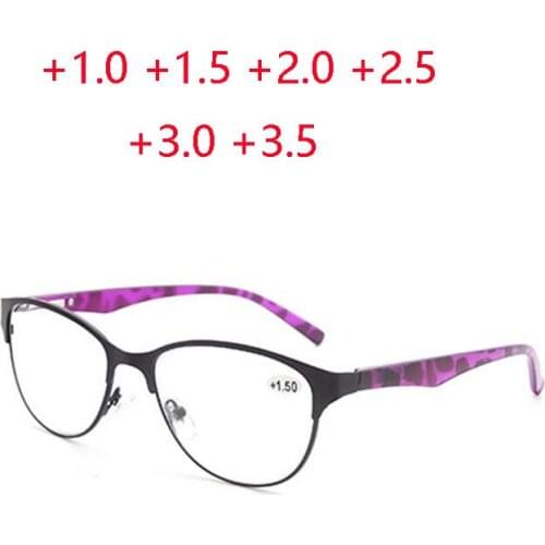 Stainless Steel Anti Blue Rays Cat Eye Presbyopic Eyeglasses Middle Aged And Elderly UV400 Hyperopia Spectacles +100 To +350