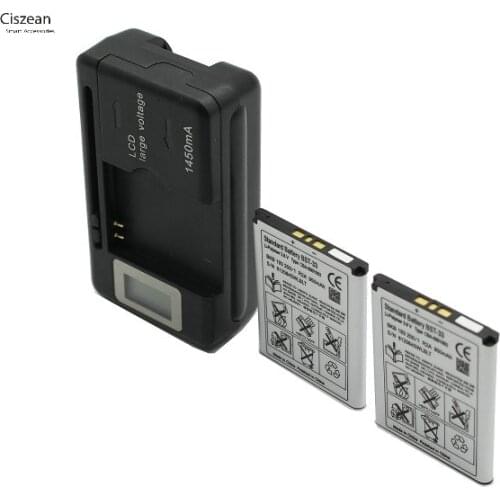 Ciszean 2x BST-33 Replacement Battery For K530 K790 K790i K790C K800 K800i K810i K818C W595C T700 C702 G705 950mAh + LCD Charger