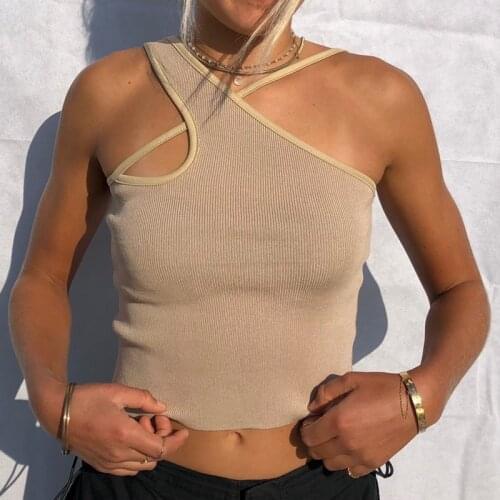 Sexy Cross Camis Slim Fit Crop Top Female Summer Knitted Hollow Out Sleeveless Cami Top Elasticity Basic Women Streetwear