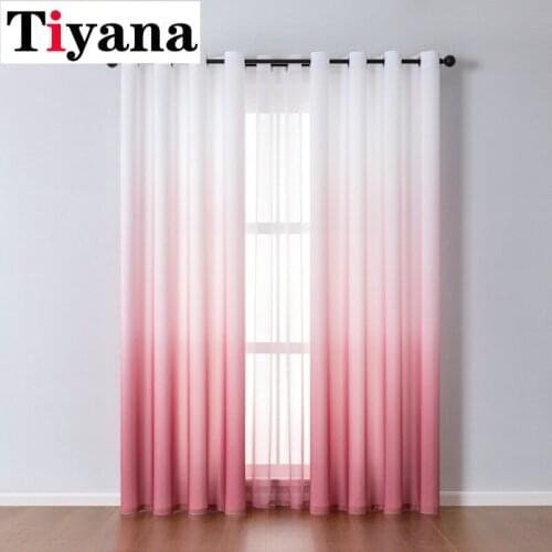 Pink Gradient Color Tulle Curtains for Living Room Purple Modern Bedroom Curtains Treatment Blinds Voile Custom Made 185D