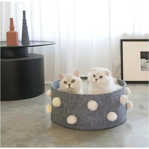 Round Four Seasons Universal Pet House Portable Cotton And Linen Cat House Convertible Can Accommodate Pet Room For Cat And Dog