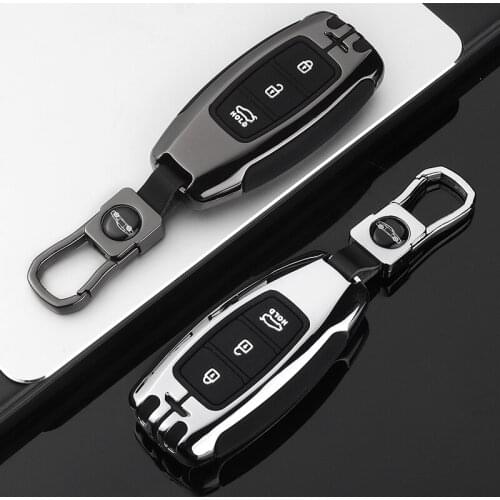Galvanized Alloy Car Key Case Cover Protector For Hyundai i30 Ix35 Kona Encino Solaris Azera Grandeur Ig Accent Santa Fe TM