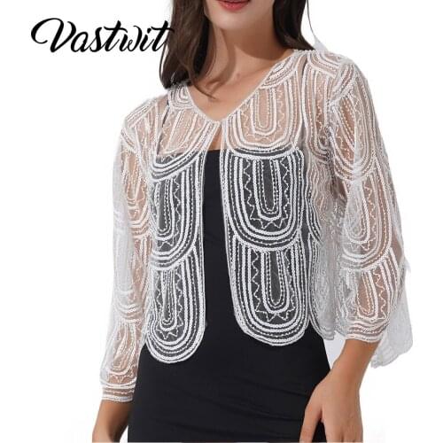 Women Shrug Bolero Cardigan Fashion Sequins Coat Embroidery Jackets Tops Summer Sun Protection Clothing