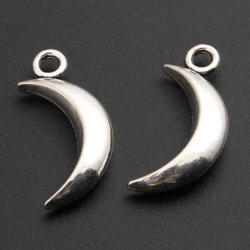 10pcs Silver Color 3D Moon Charm Pendant DIY Metal Bracelet Necklace Jewelry Findings A890