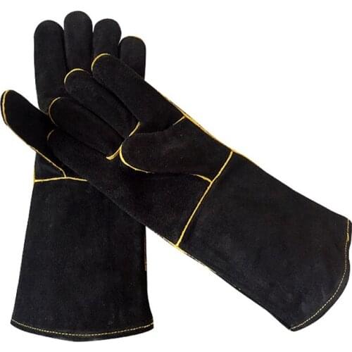 Microwave Gloves Pot Holder Mittens Baking Gloves Cattle-hide Thicken Wear-resisting Welded Heat-resistant Kitchenware 35cm 2pcs