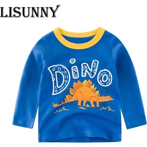 2019 Spring Autumn Boys T-shirt Cartoon dinosa letter Pattern Children Sports t-shirt Kids Base Shirt Baby Long Sleeve Tees 2-8T