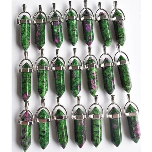 24pcs/lot Wholesale Fahsion bestselling Natural stone Charms Hexagonal healing Reiki Point pendants for jewelry making free