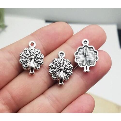30pcs/lot--15x20mm, bird cham,Antique silver plated Peacock Charms ,DIY supplies, Jewelry accessories