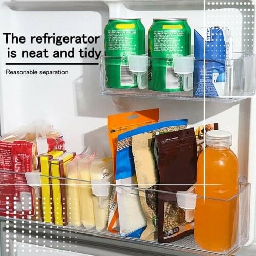 4PCS Refrigerator Storage Partition Board Combination Plastic Kitchen Tools Snap Type Bottle Can Shelf Sorting Partition Board