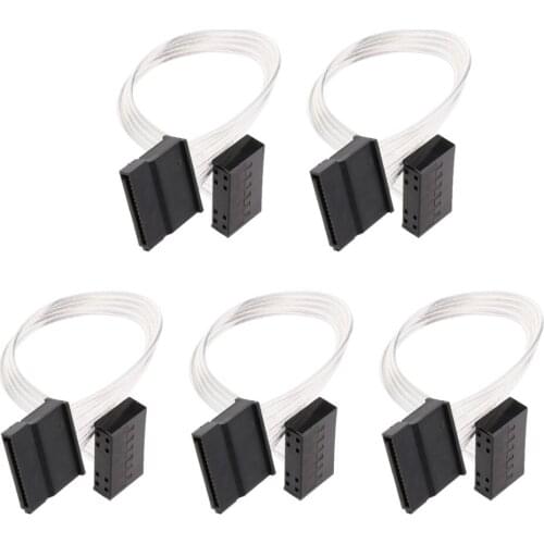 5 Pack 20cm SATA Male to Female Power Extension Cable for Computer SSD/HDD