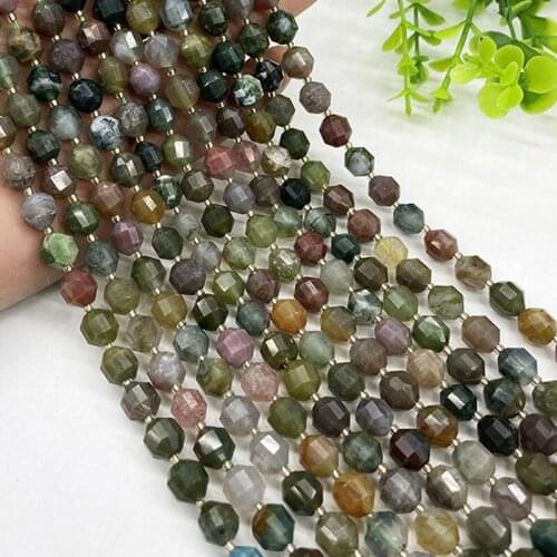 8mm Faceted Cutting Natural India Agates Beads Barrel Shape DIY Bracelet Making Loose Bead For Jewelry Fashion Charm Gifts