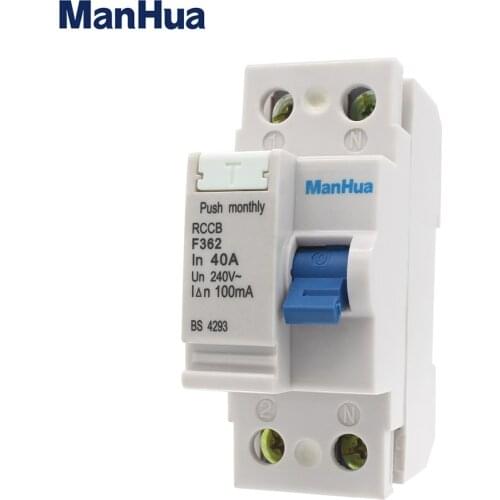 ManHua F362 40A 240VAC 100mA 2P Residual Current Circuit Breaker electric leakage protection