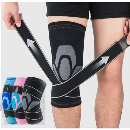 1PCS Bandage Knee Brace Sleeve Silicone Springs Support Patella Knee Protector Gym Outdoor Sports Basketball Volleyball Cycling