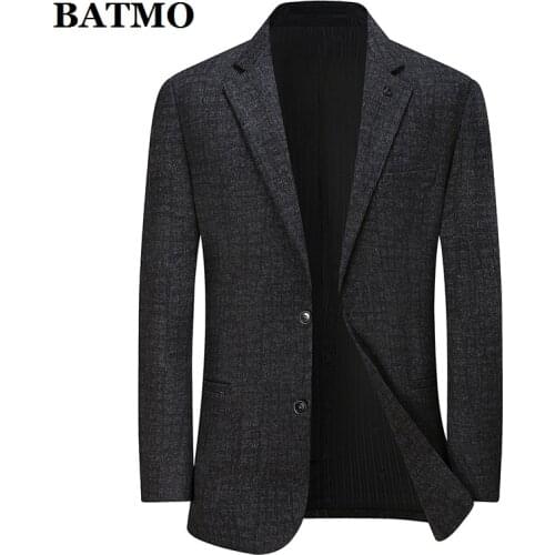 Batmo 2019 new arrival spring high quality cotton plaid casual blazer men,mens suits jackets ,casual jackets men 8120