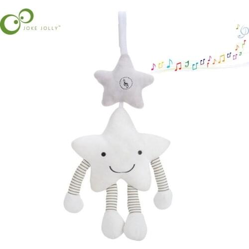 White Five-pointed Star Music Wind Chime Pendant Baby Carriage Hanging 0-36months Old Baby Peace of Mind Sleeping Plush Toys DDJ